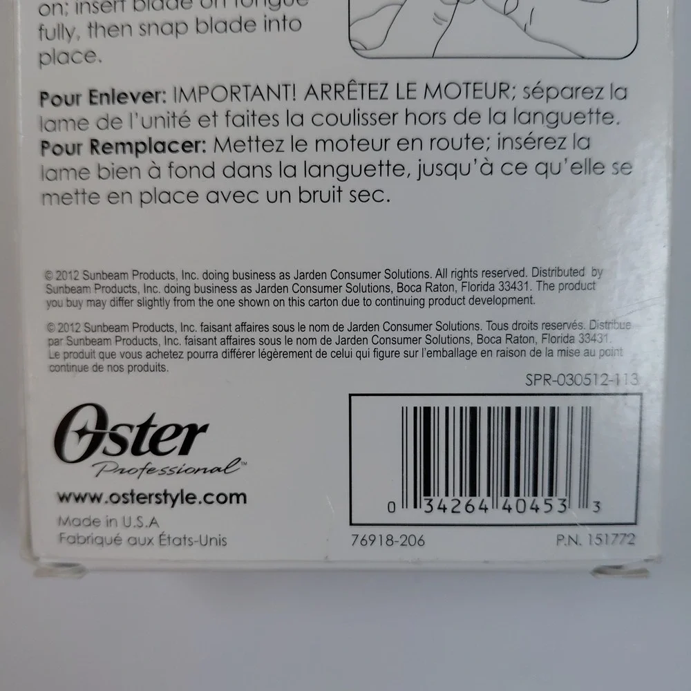 New Oster Clipper Blade Size 3-3/4 76918-206 Classic 76 1/2